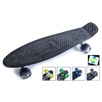 Пенни борд Zippy Board penny 22" Black - Черный cо светящимися колесами